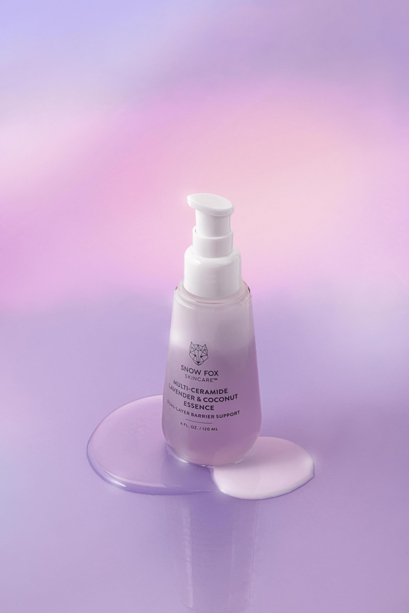 Snow Fox Skincare lavender aroma adds a calming sensory note.
