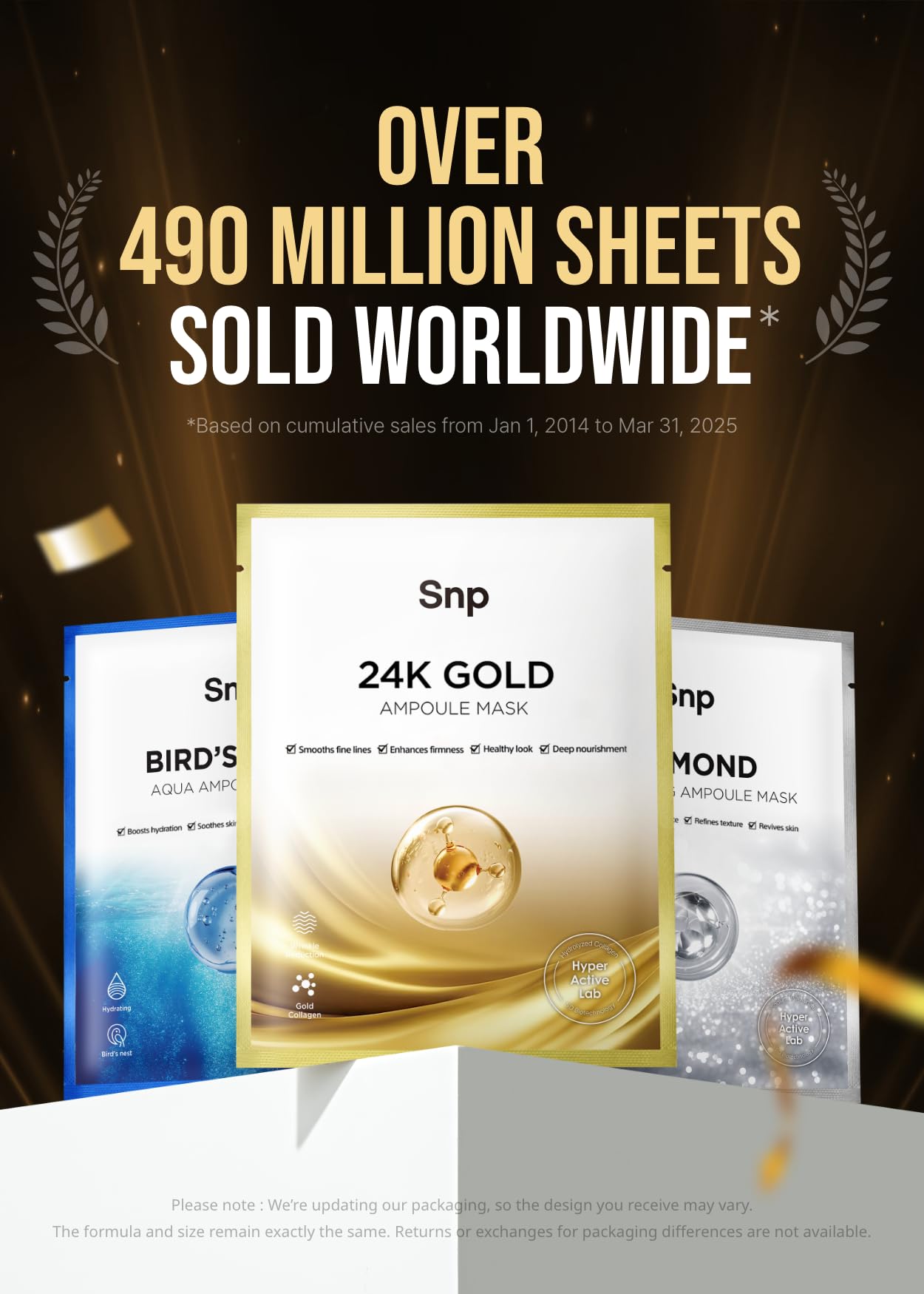 SNP 1000mg Collagen and 24K Gold mask application demonstrates easy adherence for even coverage