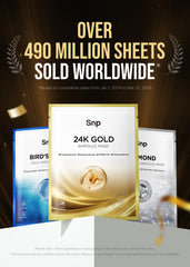 SNP 1000mg Collagen and 24K Gold mask application demonstrates easy adherence for even coverage
