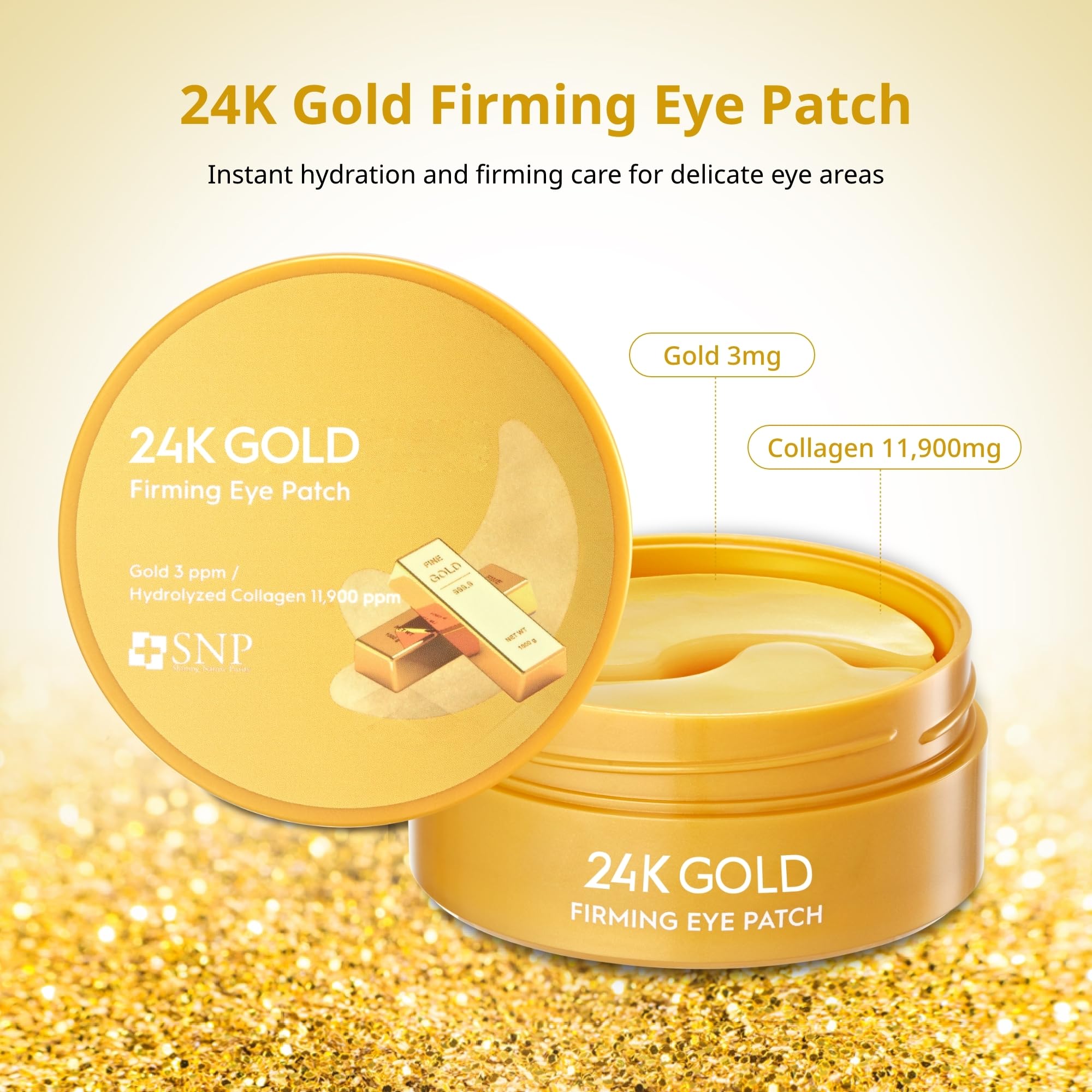 SNP 24K Gold Eye Patch Face Area Use nourishes cheeks and forehead.