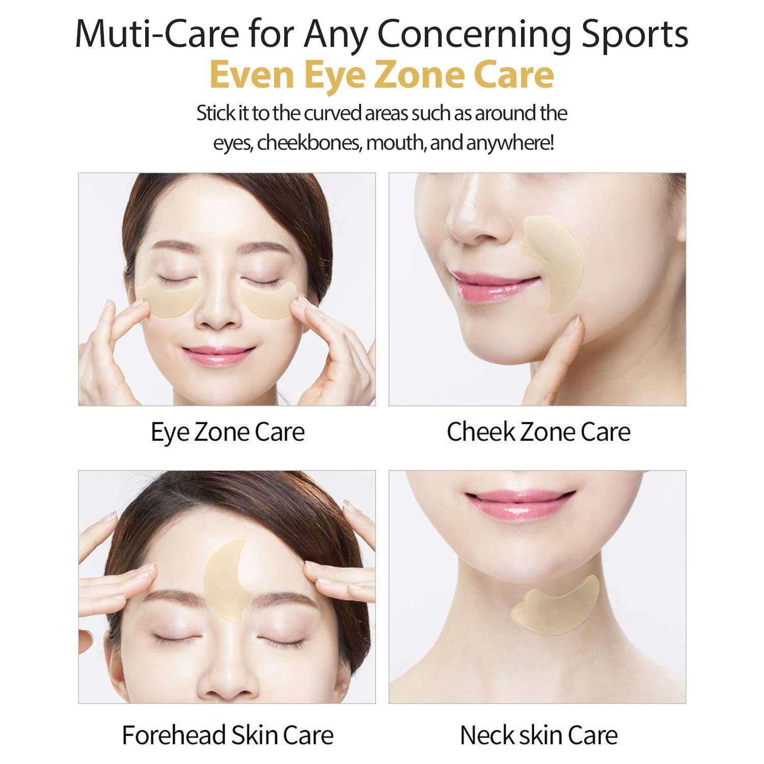 SNP 24K Gold Eye Patch on Cheek shows soothing hydration and puffiness care.