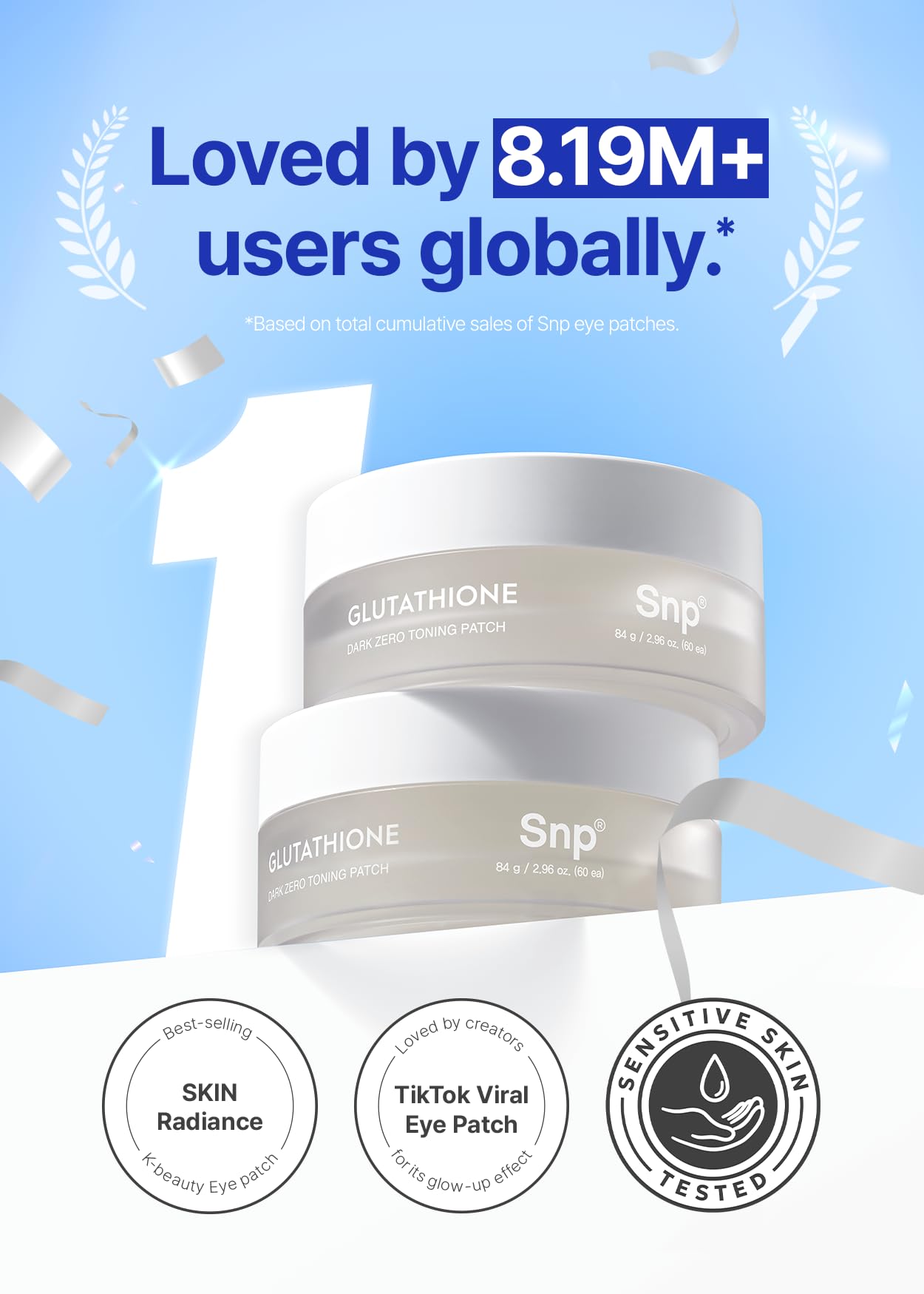SNP 99% Glutathione Eye Patch closeup shows cooling hydrogel texture for soothing application.