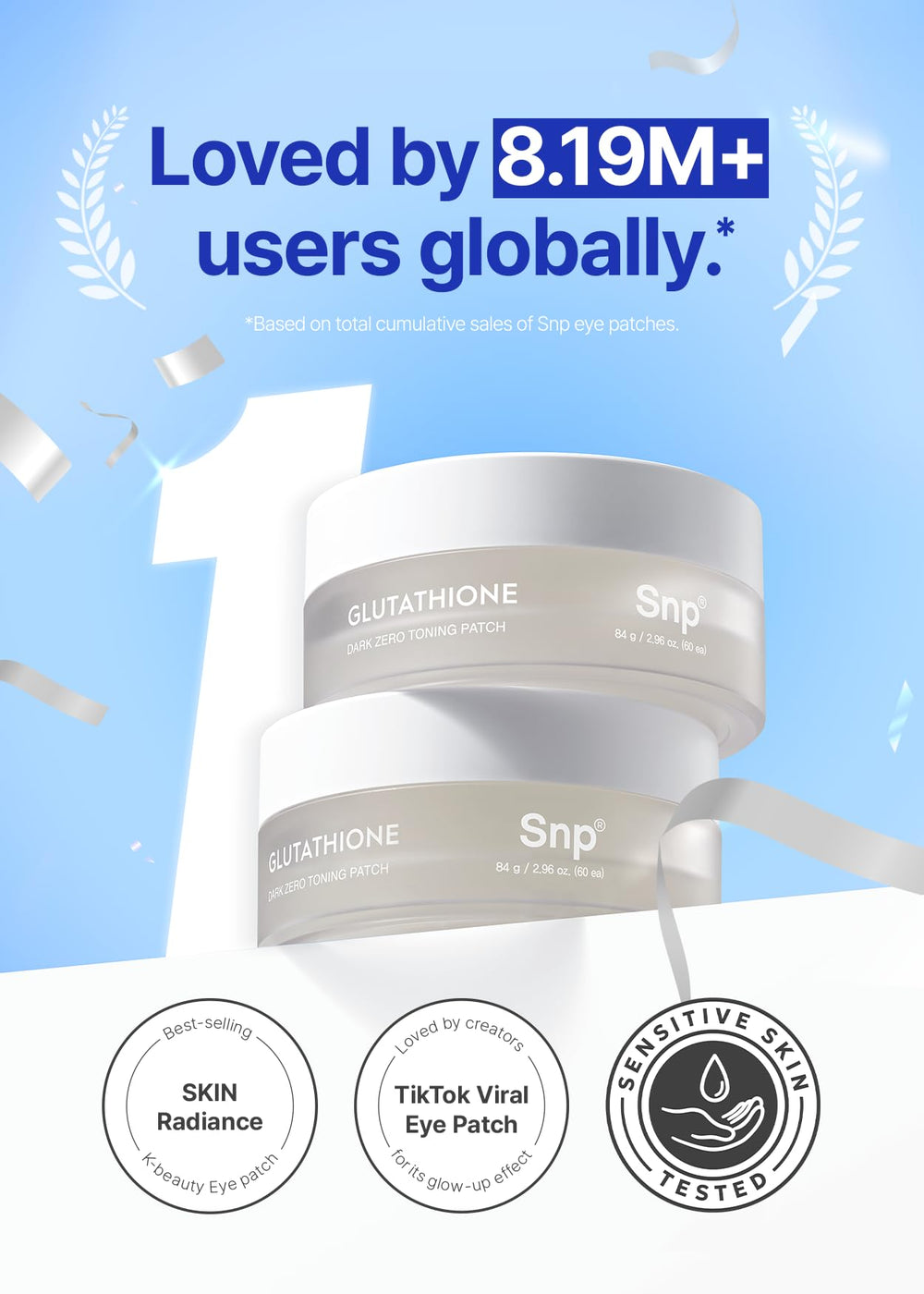 SNP 99% Glutathione Eye Patch closeup shows cooling hydrogel texture for soothing application.