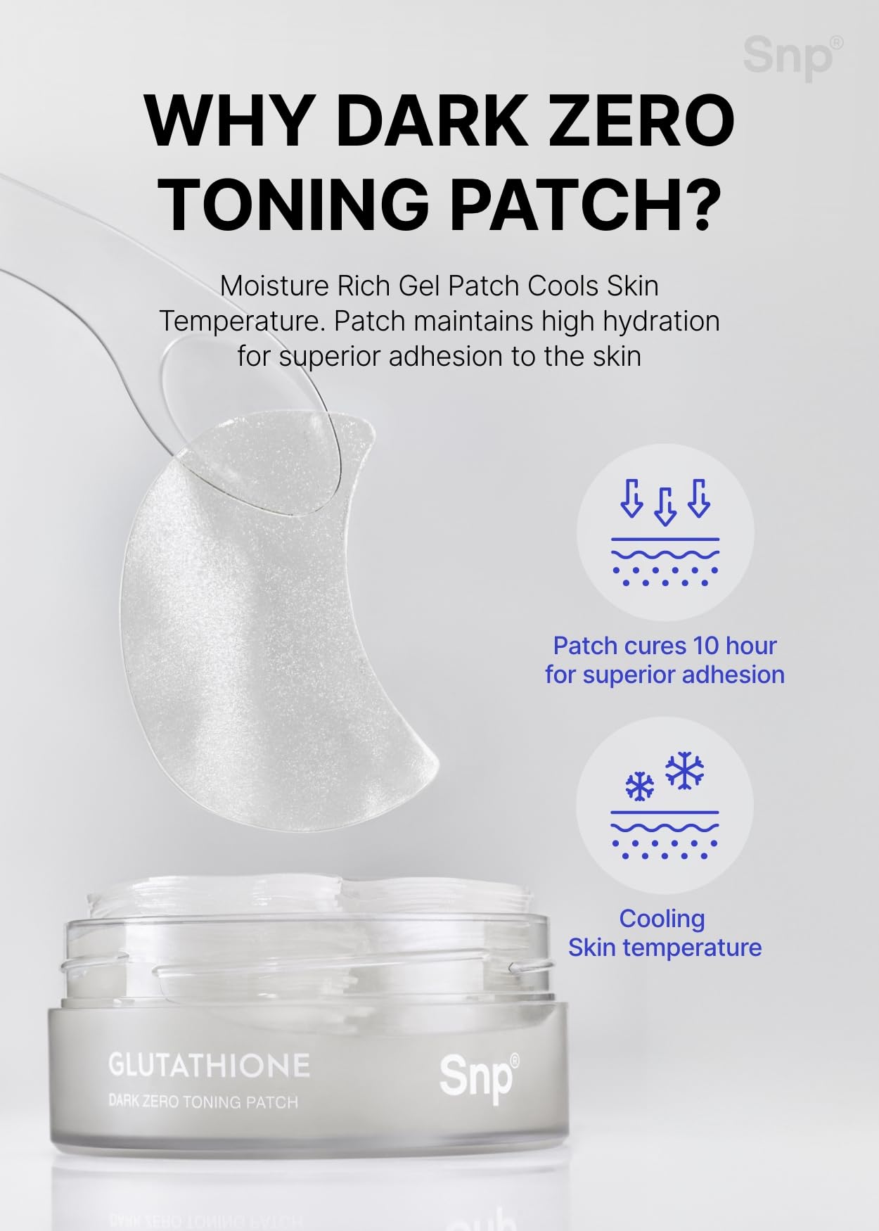 SNP 99% Glutathione Eye Patch packaging implies antioxidant support in daily skincare.