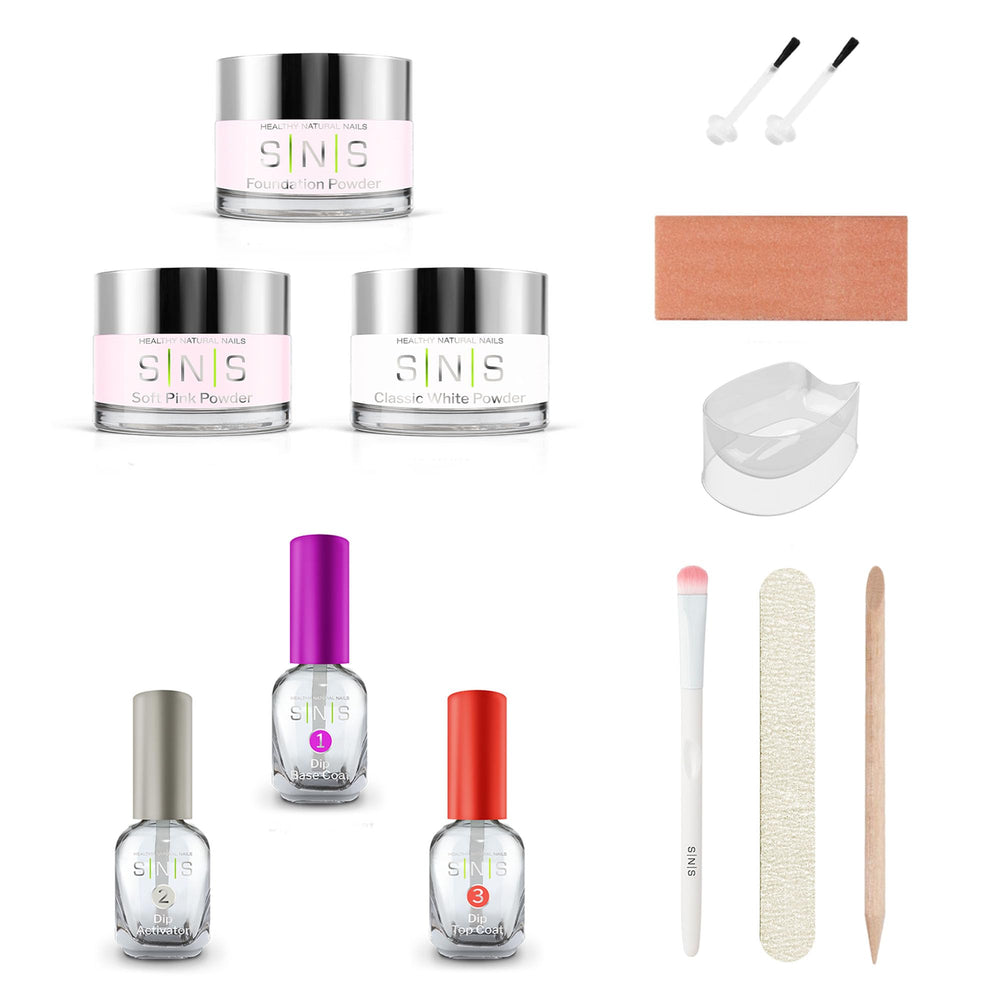 SNS Foundation Powder provides a solid base for durable French manicures.