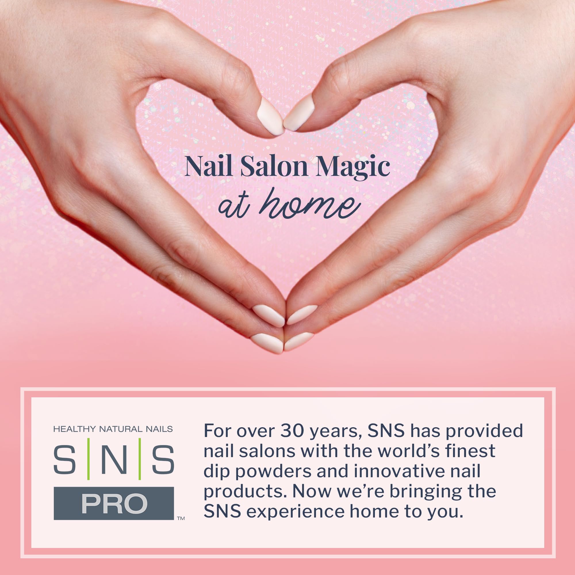 SNS Healthy Natural Nails packaging emphasizes 10-free formula with nourishing ingredients