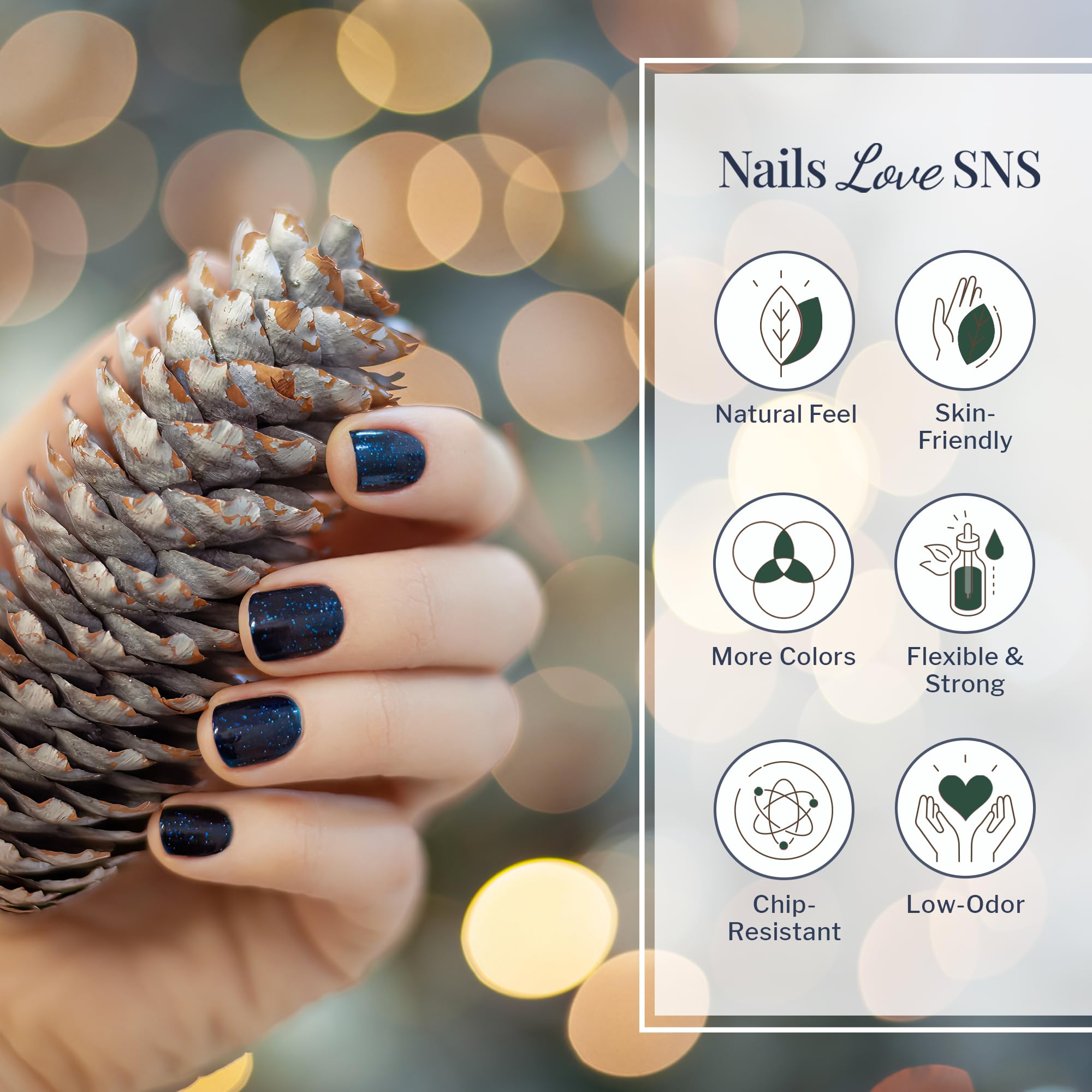 SNS Holidazzle Fir Tree nail application demonstrates salon-quality at home color
