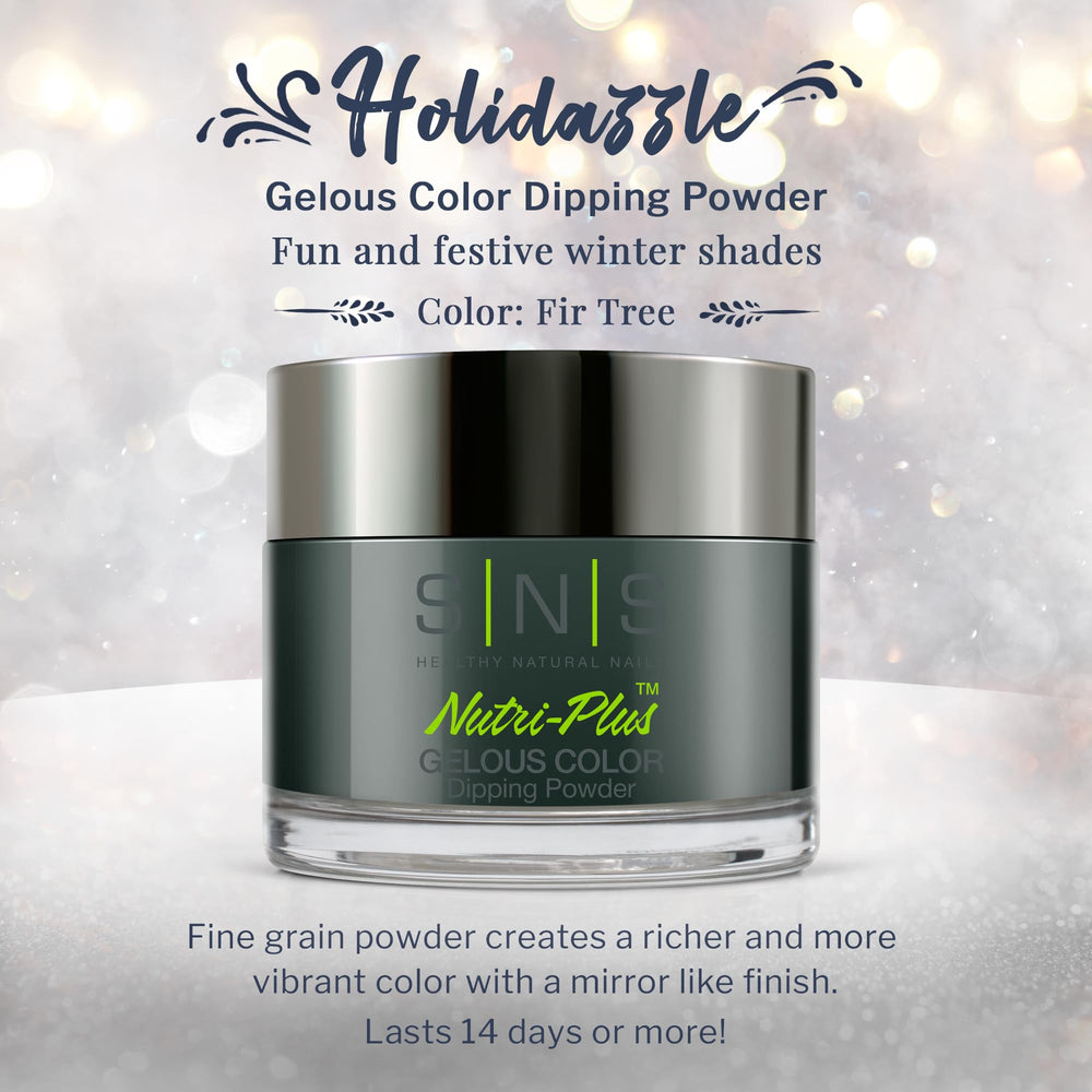 SNS Holidazzle Fir Tree powder close-up highlights fine grain for smooth color