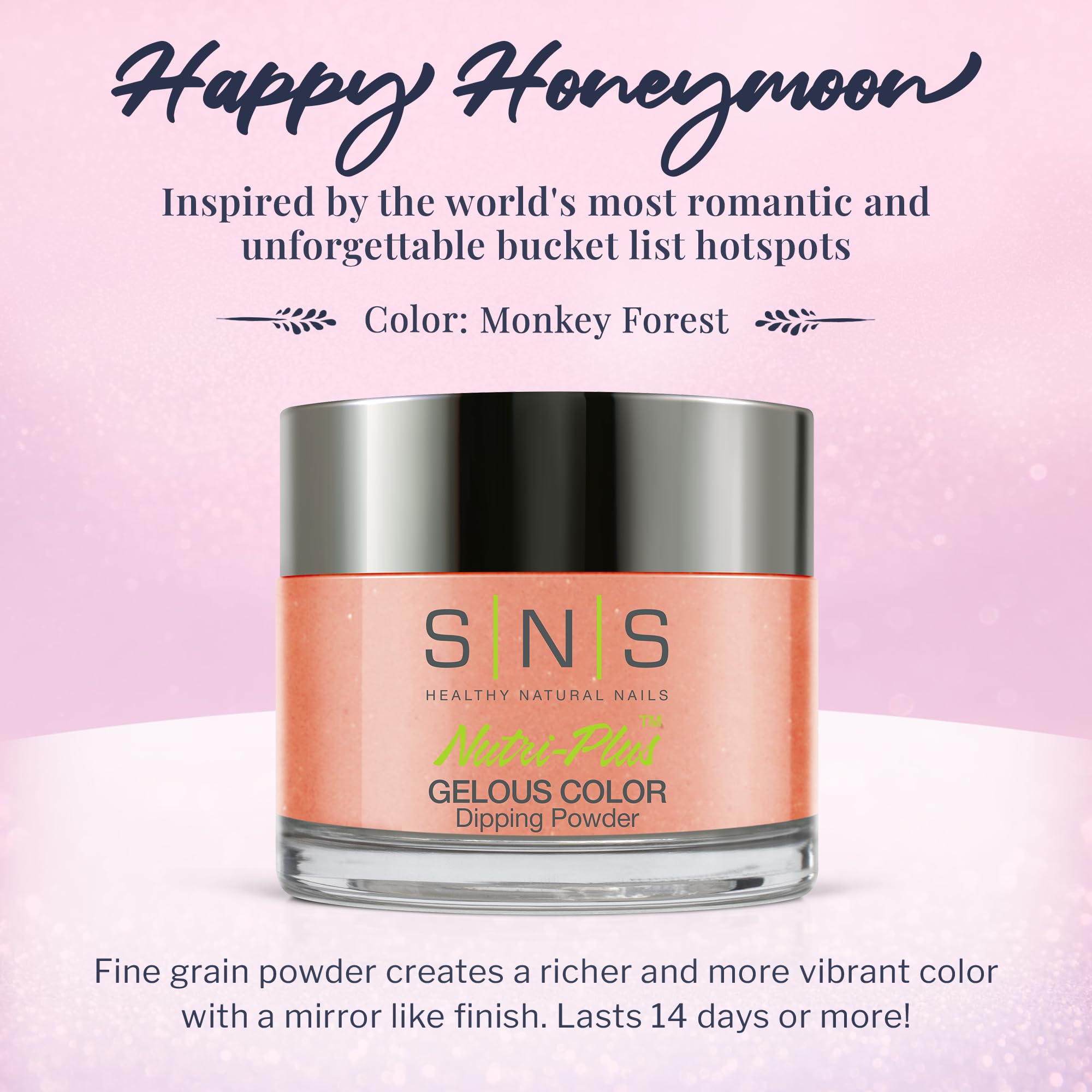 SNS Monkey Forest Peach color on nails during and after application