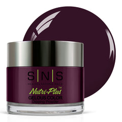SNS Nail Dip All I Want jar close-up shows purple shimmer powder for rich color.
