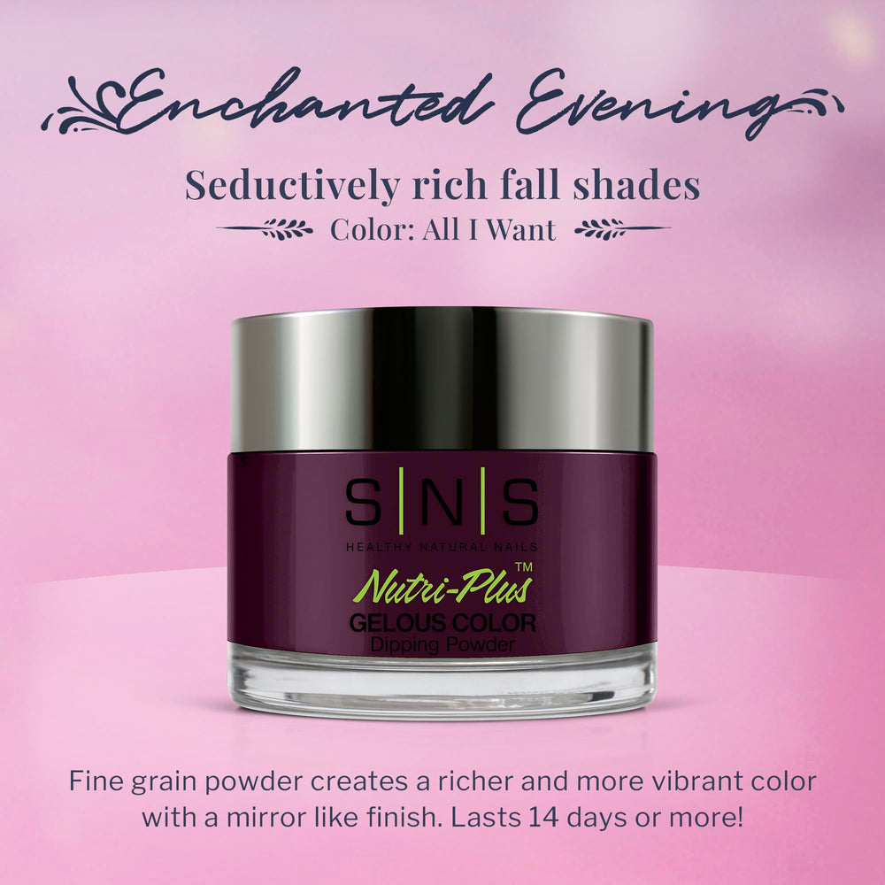 SNS All I Want on nails demonstrates long-lasting color and salon-quality finish.