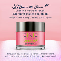 SNS Nail Dip Powder Classy Cocktail Dress swatch displays the pink shimmer shade.