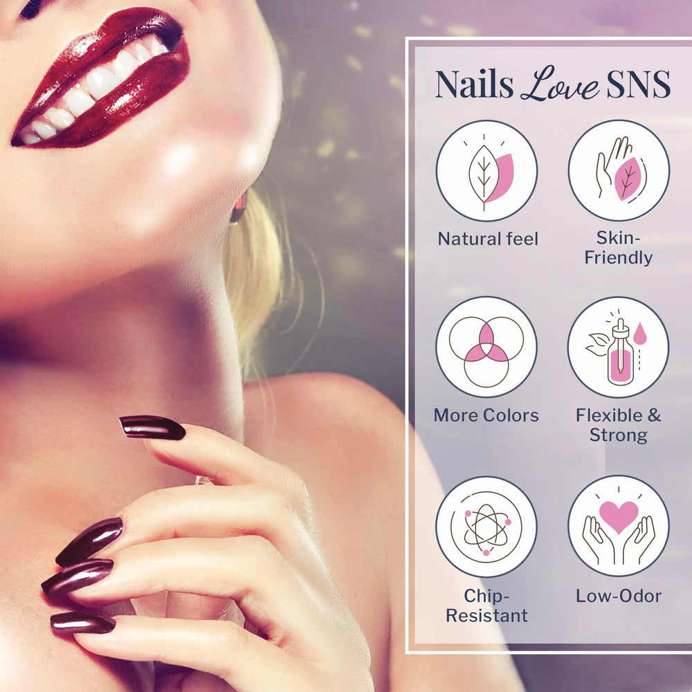 SNS Enchanted Evening purple shimmer swatch highlights the rich palette.