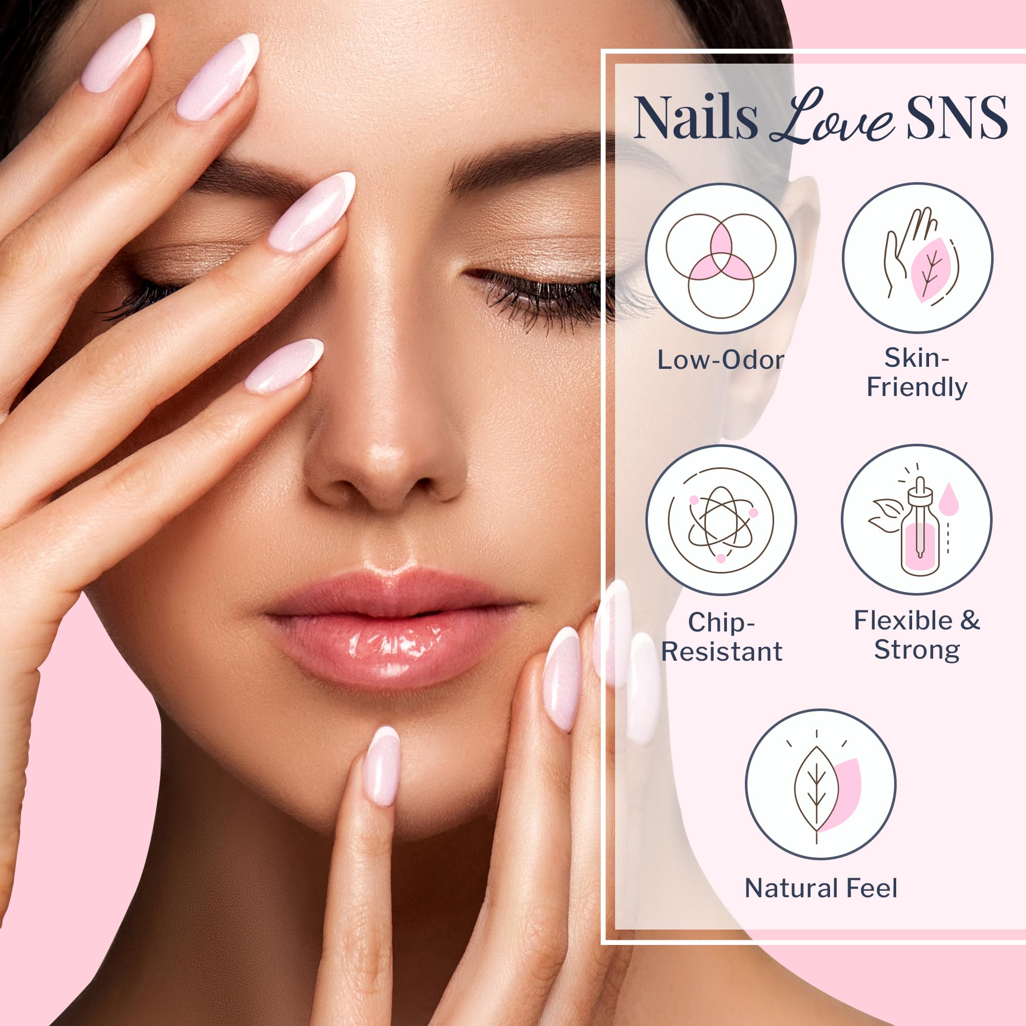 SNS Nail Dip Powder 14-day wear resists chips.