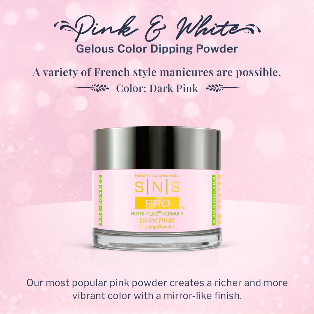 SNS Nail Dip Powder jar close-up highlights the glossy pink shade for nails
