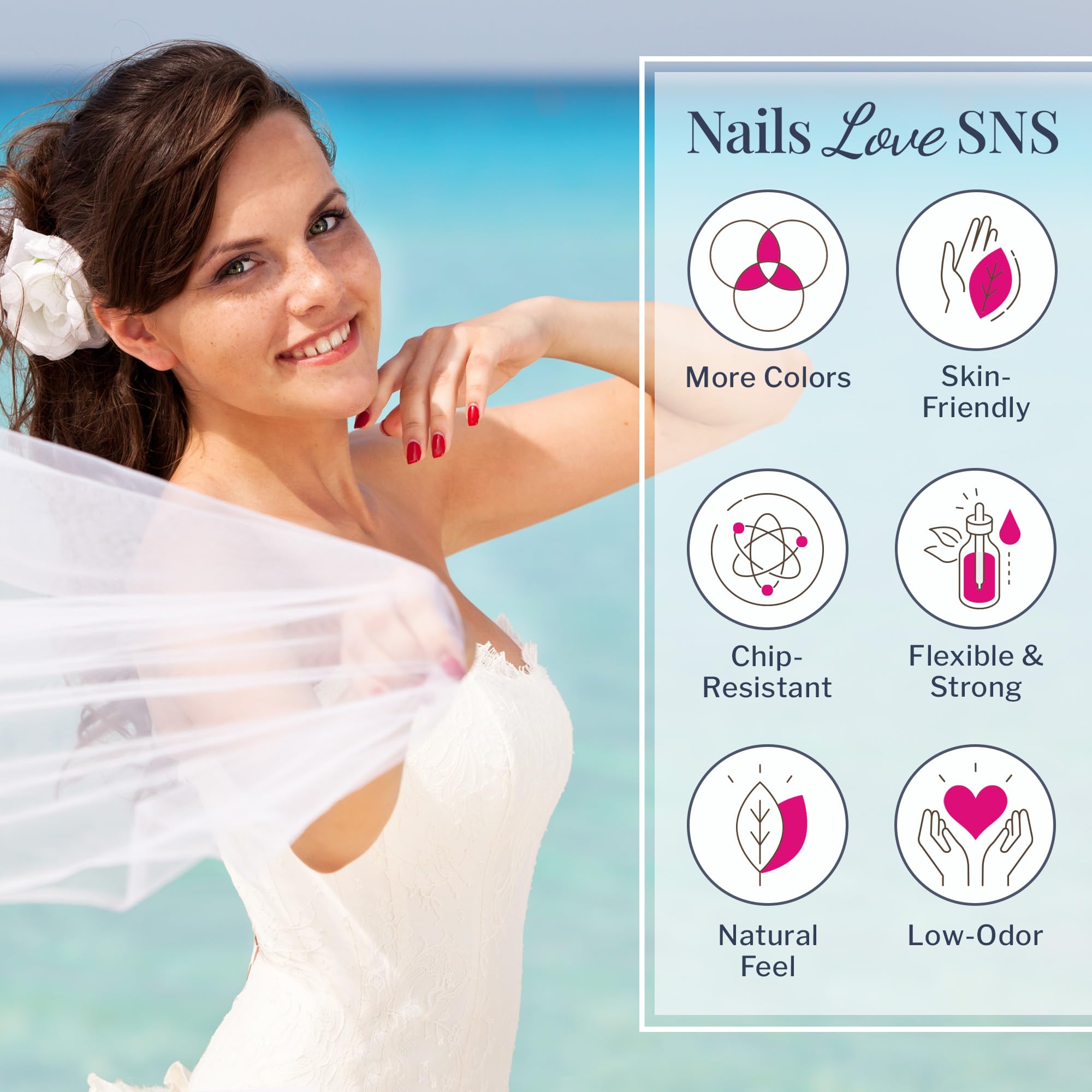 SNS Destination Wedding Collection close-up on jar lid, showing premium fine grain powder and rich color.