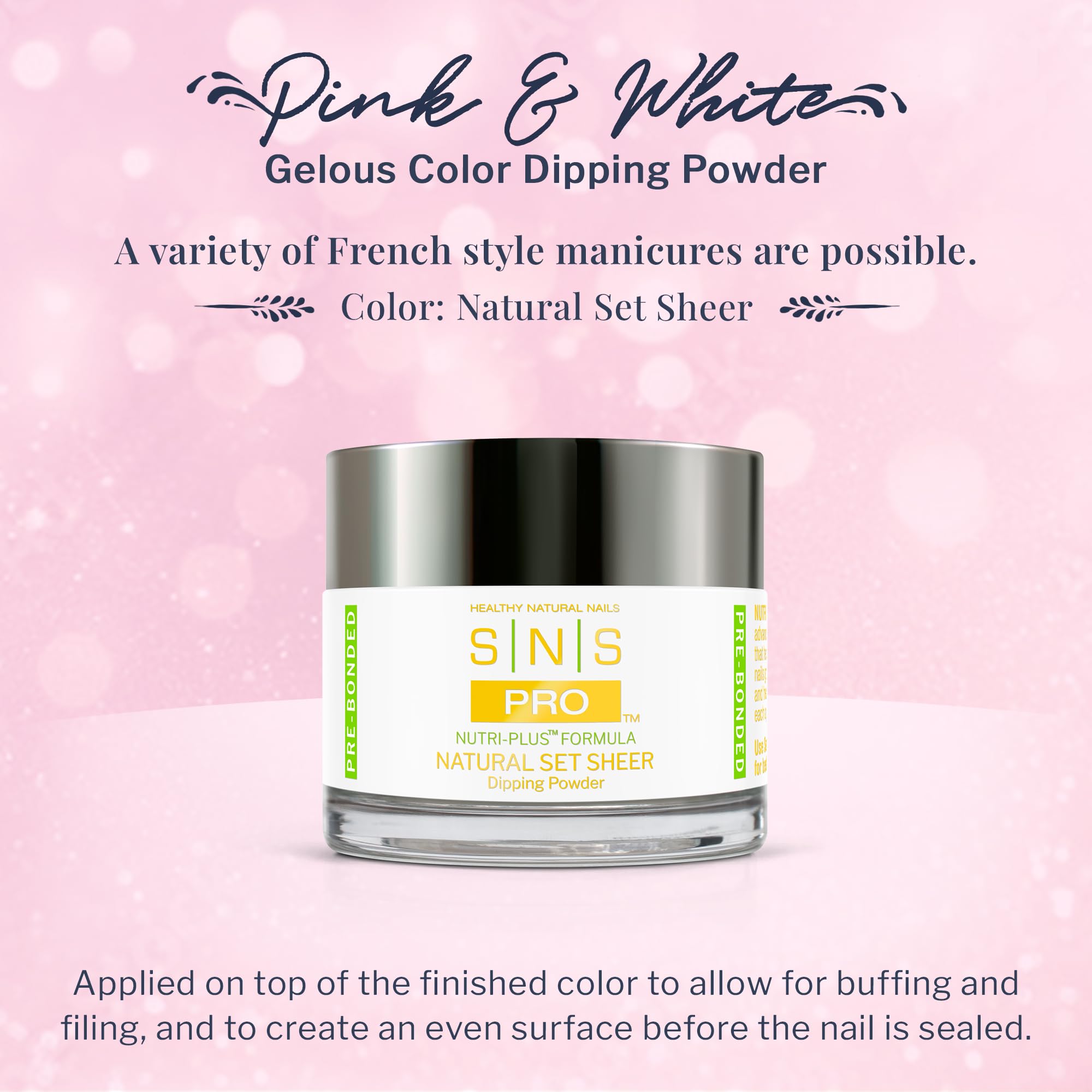 SNS Nail Dip Powder Natural Sheer swatch on nail showing smooth color.
