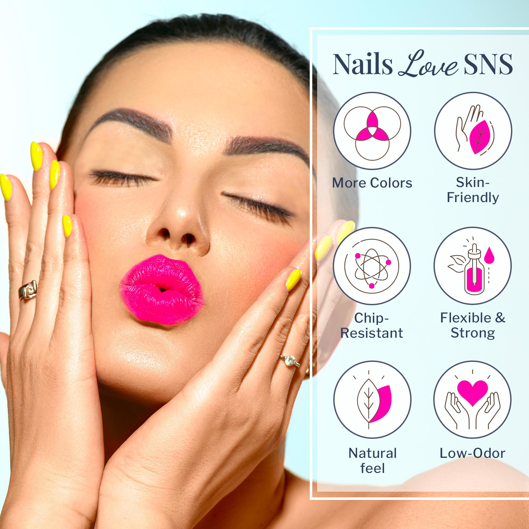 SNS Nail Dip Powder Shes Superfly pink glow swatches show true color before application.
