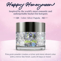 SNS Silver Pagoda swatch on nail displays rich color and shimmer