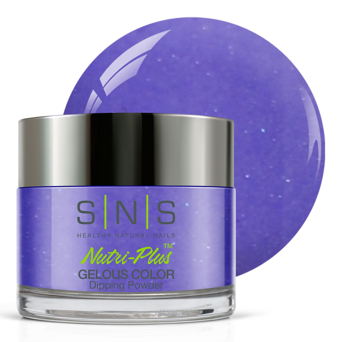 SNS Nail Dip Tuscan Villa bottle close-up showing rich purple-cream color for long-lasting wear