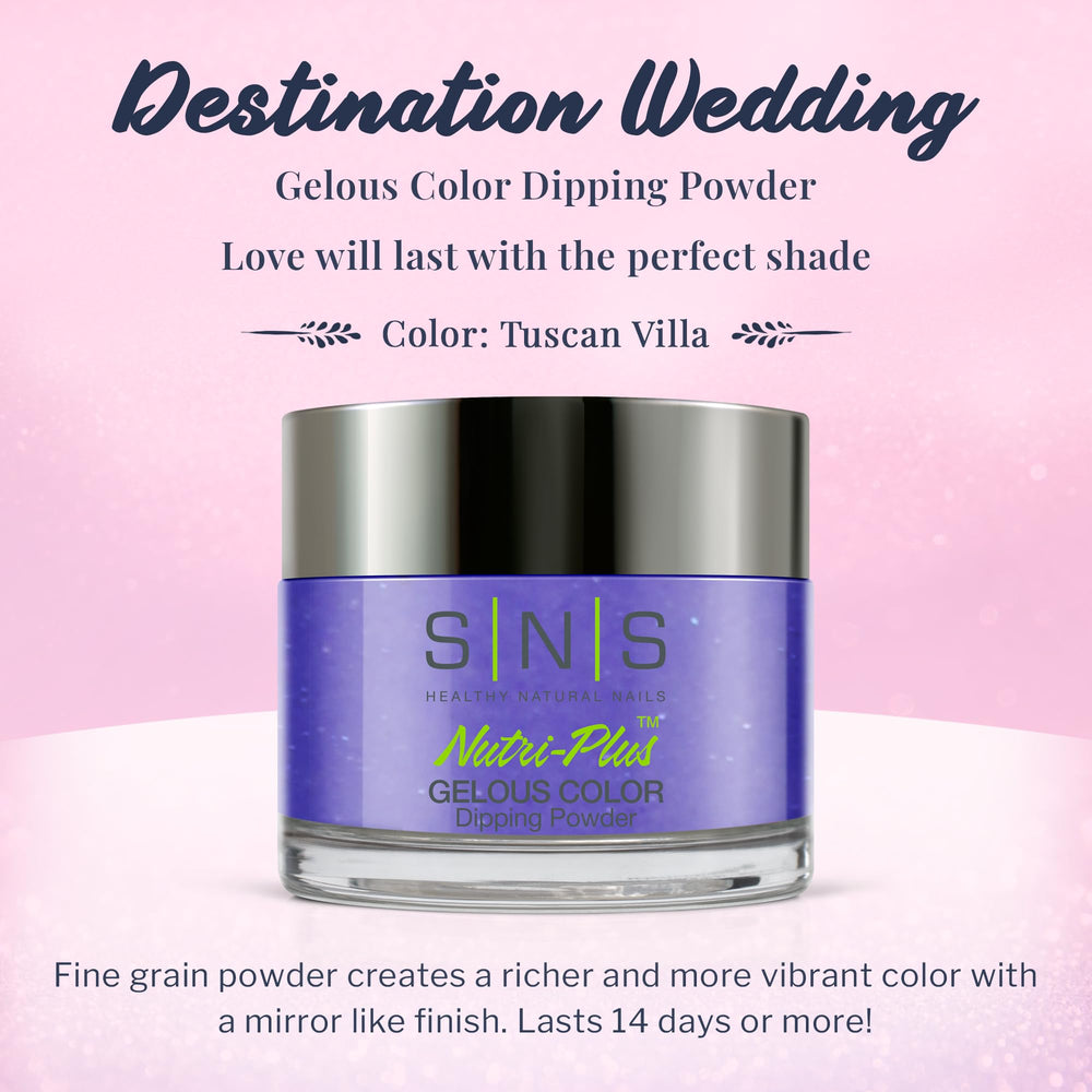 SNS Nail Dip Tuscan Villa color swatch highlights depth and vibrancy with a glossy finish