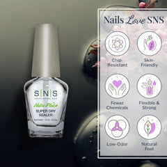 SNS Sealer Dry being applied over dip powder demonstrates a firm, lasting finish.