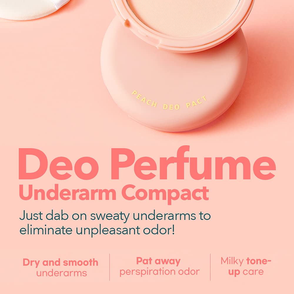 So Natural Peach Deo Pact with peach fragrance offers a refreshing scent in a portable compact.