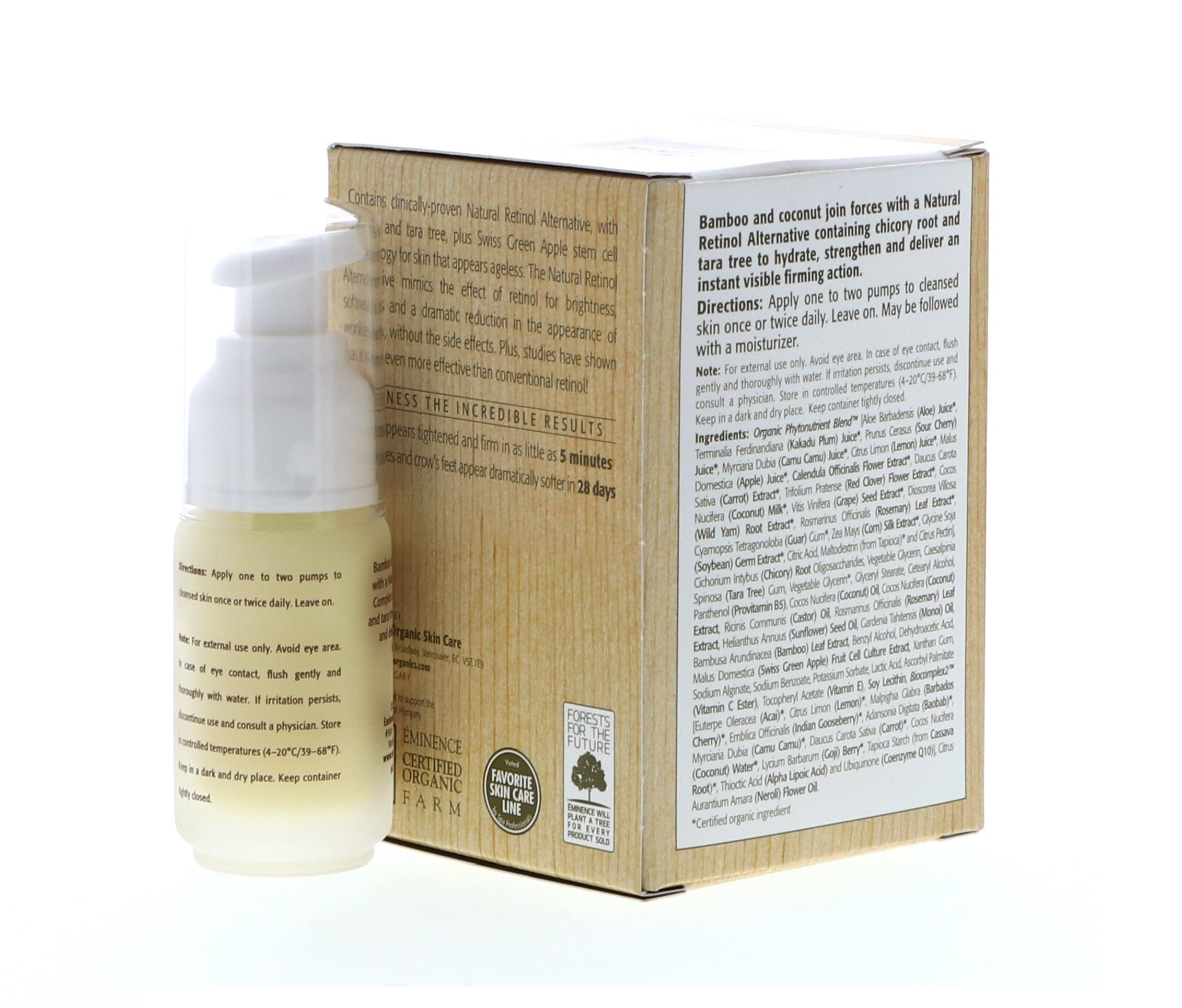 Close-up of bamboo extract and SoSickWithIt Eminence Bamboo Firming Fluid label.