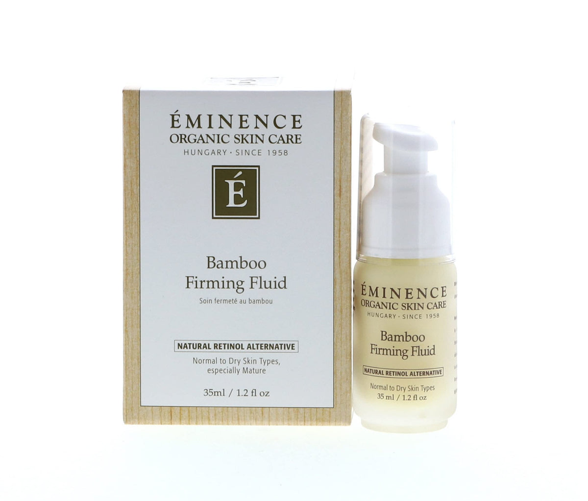 SoSickWithIt Eminence Bamboo Firming Fluid bottle on a vanity for daily hydration.