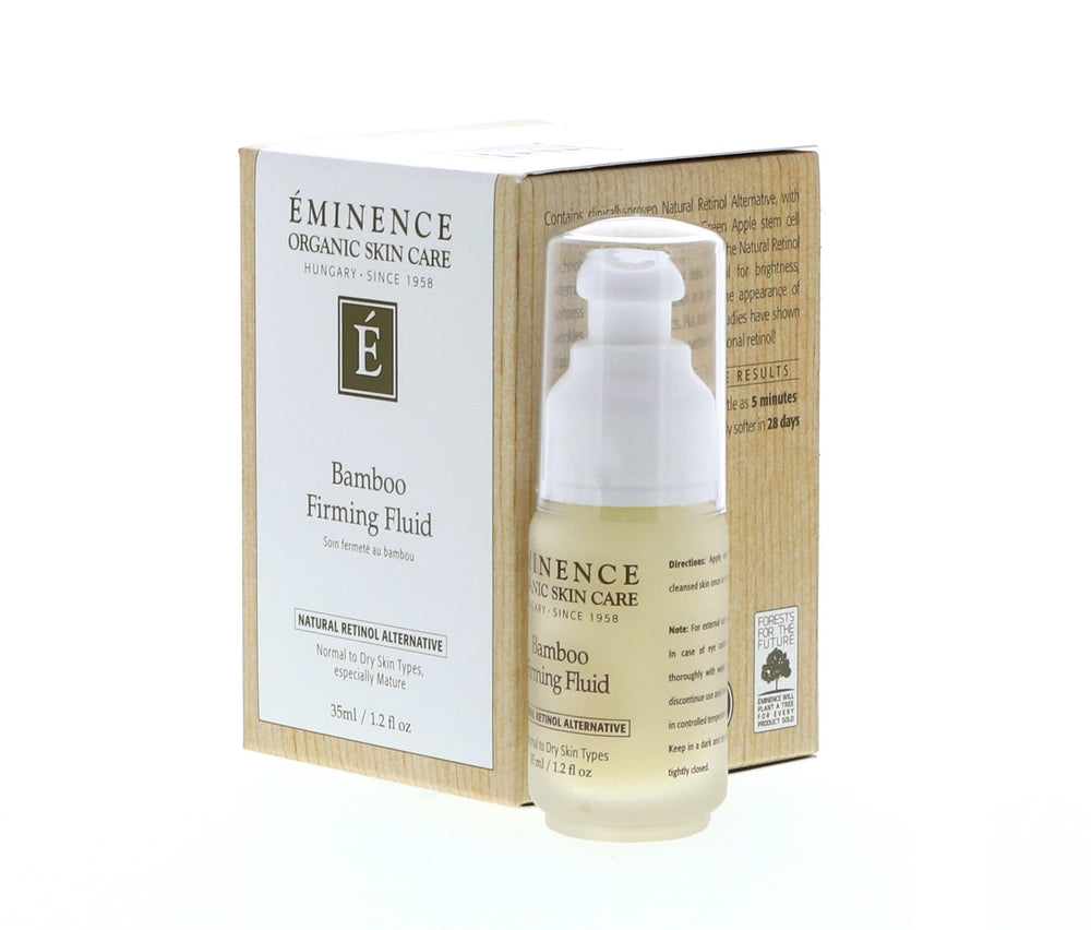 SoSickWithIt Eminence Bamboo Firming Fluid label highlighting bamboo and organic botanicals.