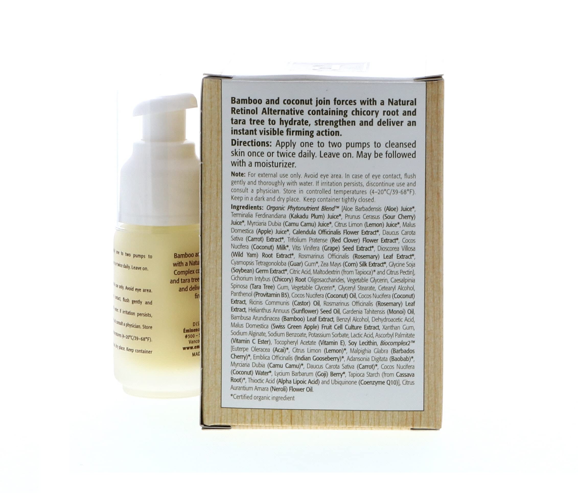 SoSickWithIt Eminence Bamboo Firming Fluid on a clean bathroom shelf.