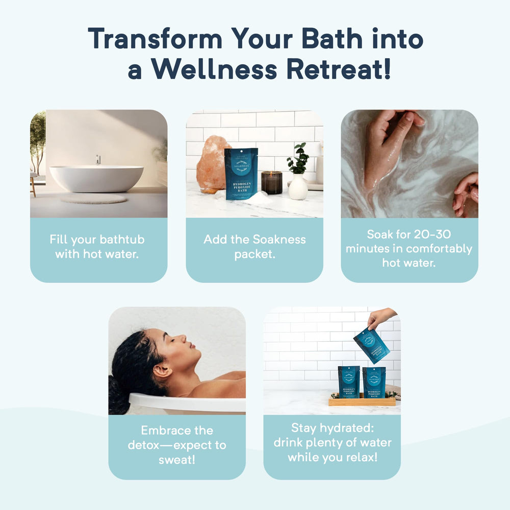 Soakness foot detox soak in bowl illustrating relaxing foot care