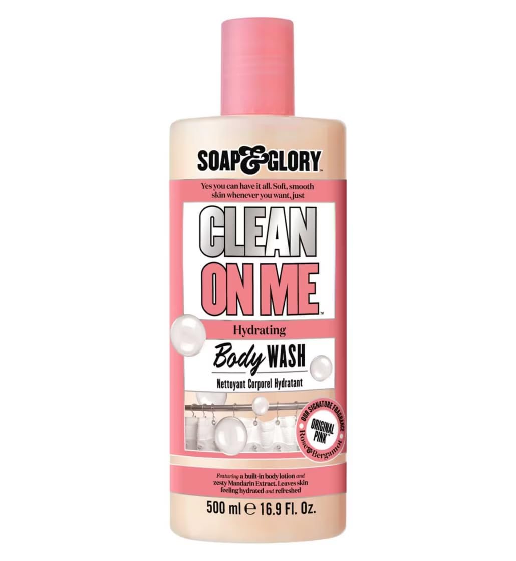 Soap & Glory Clean On Me 500 ml bottle front, ideal for a refreshing morning cleanse.