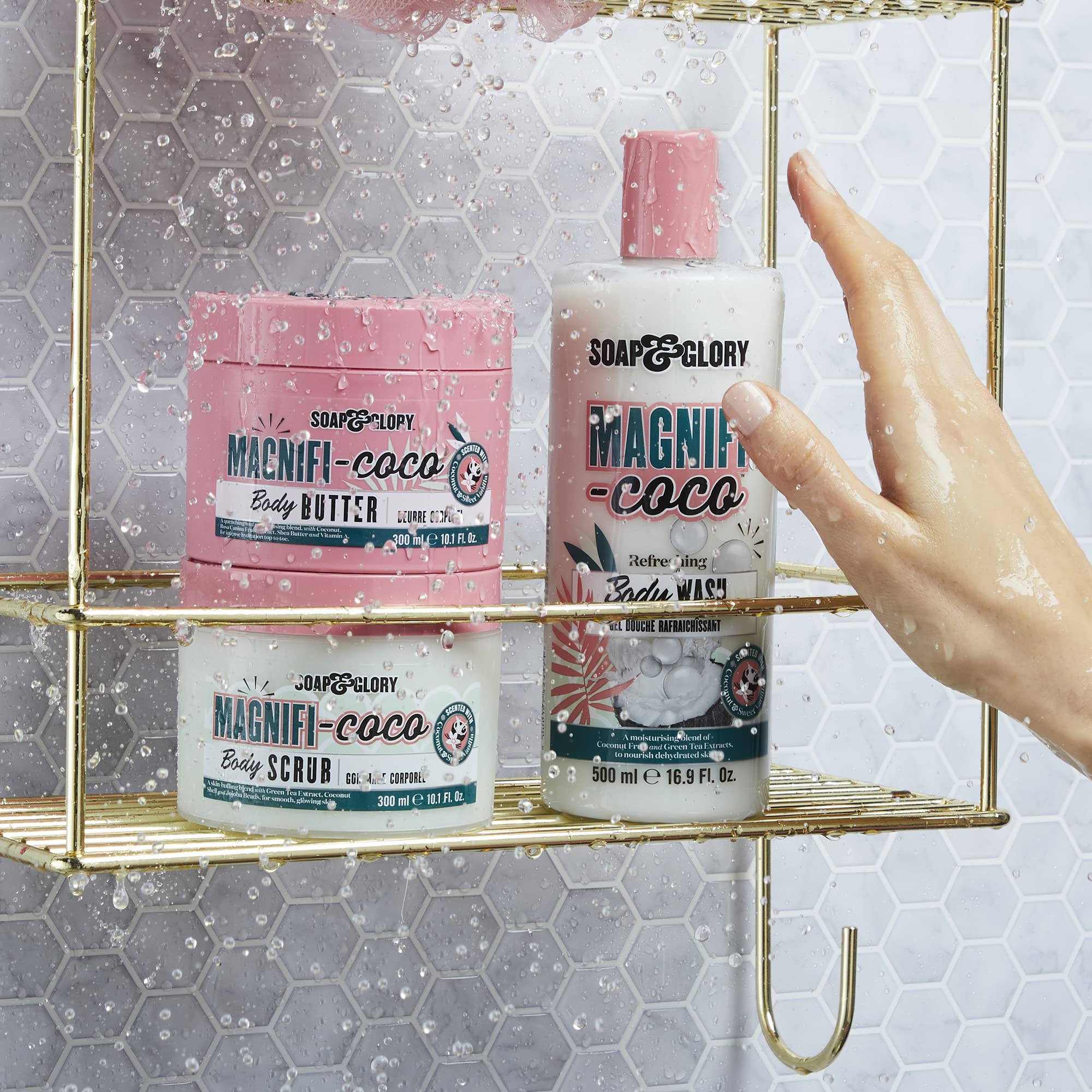 Magnifi-Coco lotion being applied delivers velvety, non-greasy moisturization.