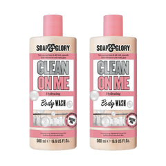 Soap & Glory Original Pink Clean On Me bottle highlighting bergamot-rose scent for a refreshing shower.