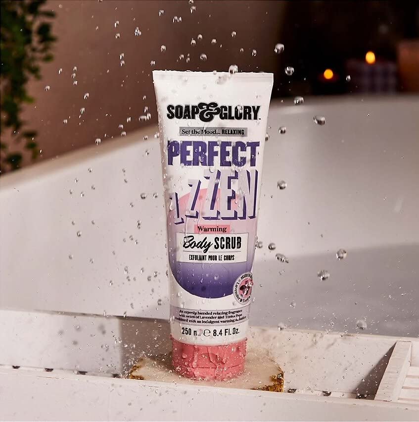 Soap & Glory Perfect Zen Exfoliating Scrub lavender bloom signals a calming ritual