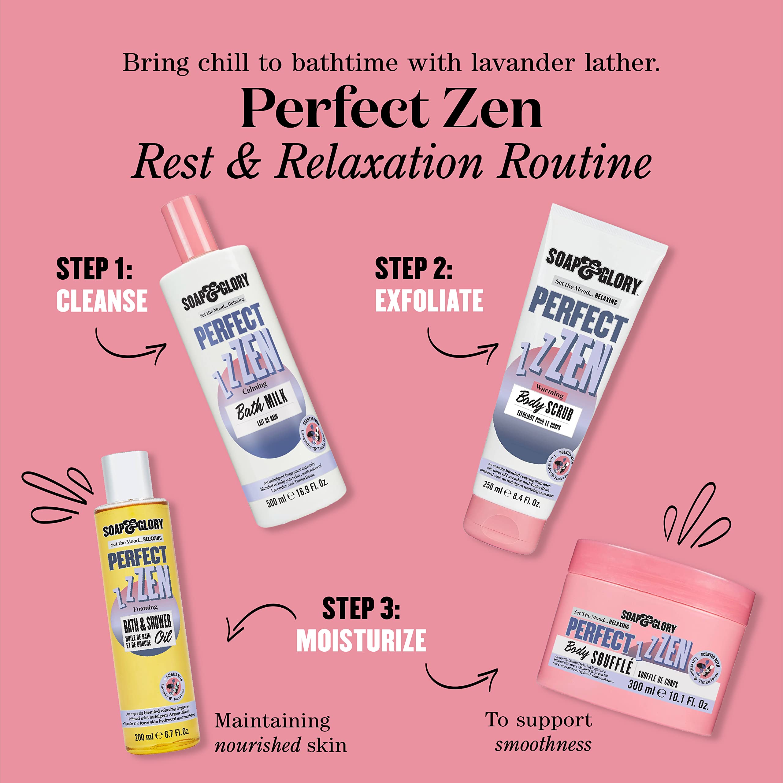 Soap & Glory Perfect Zen Exfoliating Scrub packaging detail signals vegan and cruelty-free values