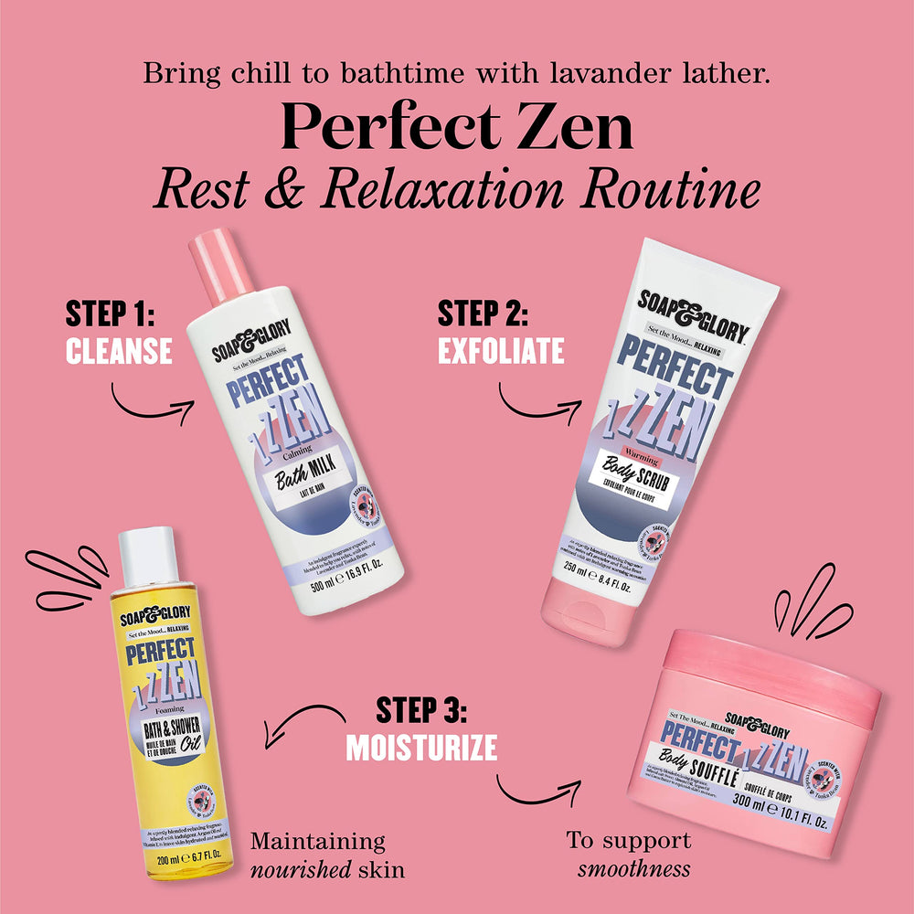 Soap & Glory Perfect Zen Exfoliating Scrub packaging detail signals vegan and cruelty-free values