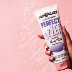 Soap & Glory Perfect Zen Exfoliating Scrub texture close-up highlights gentle beads for smooth skin