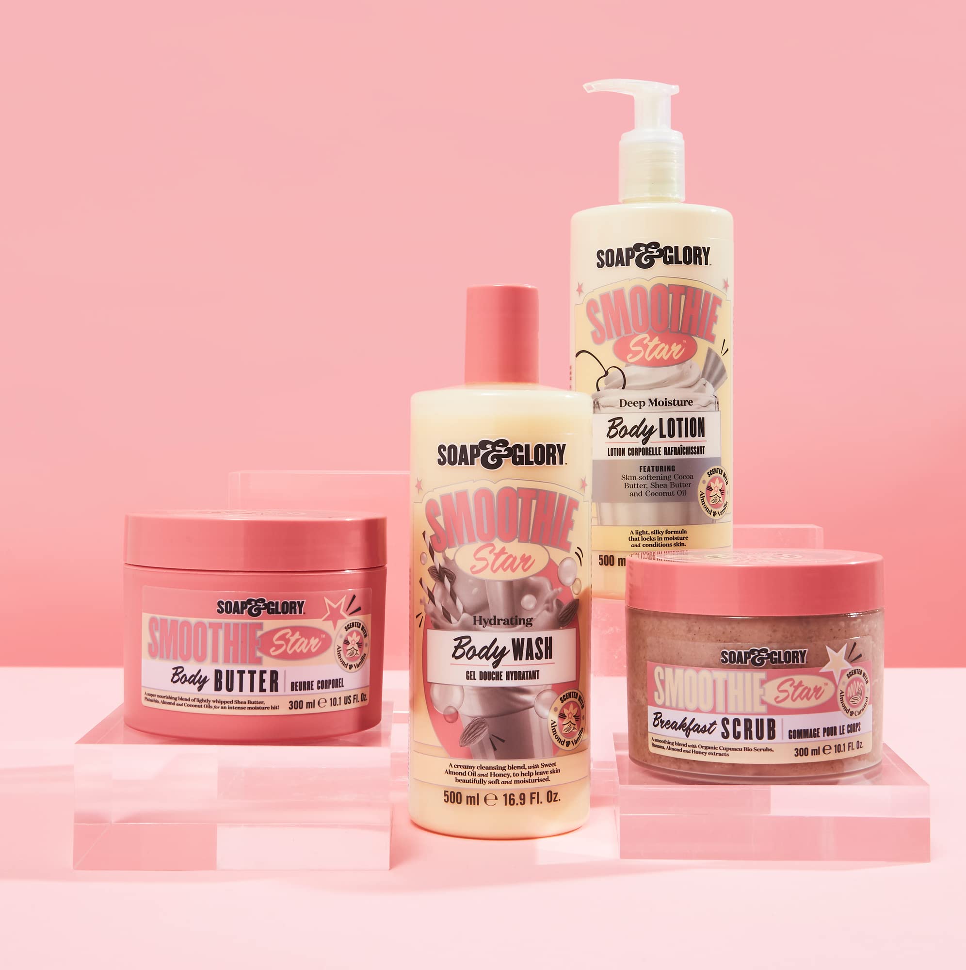 Creamy texture of Soap & Glory Smoothie Star lotion on skin.