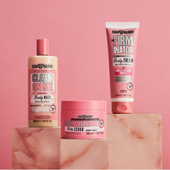Soap & Glory The Firm-inator with patchouli, musk, and rose fragrance.