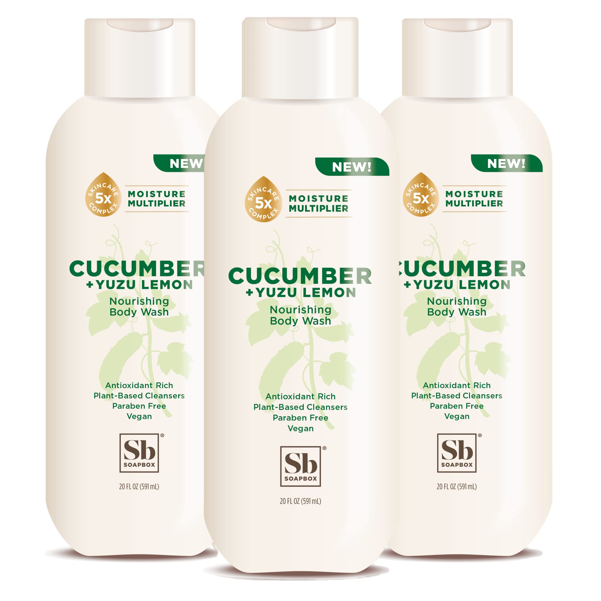 Soapbox cucumber-yuzu-lemon body wash bottle-front highlights hydration for dry skin