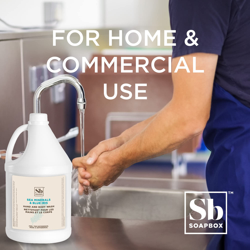 Soapbox gallon refill ideal for hotels, Airbnbs, and offices.