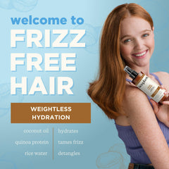 Damp hair with Mane Tamer applied for detangling and frizz reduction.