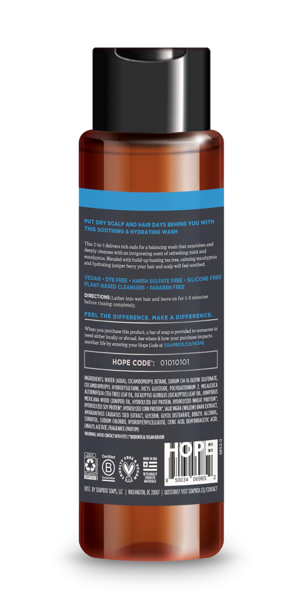 Soapbox Men's label closeup shows natural ingredients.