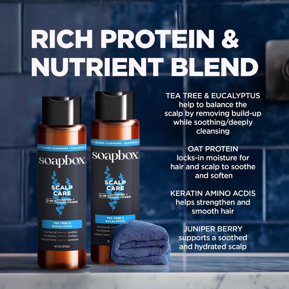 Soapbox Men's bottle front showcases natural formula for everyday cleansing.
