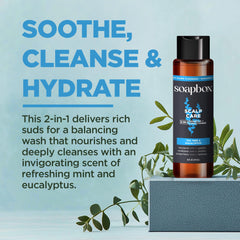 Soapbox Men's 2-in-1 duo packaging highlights convenient daily care.