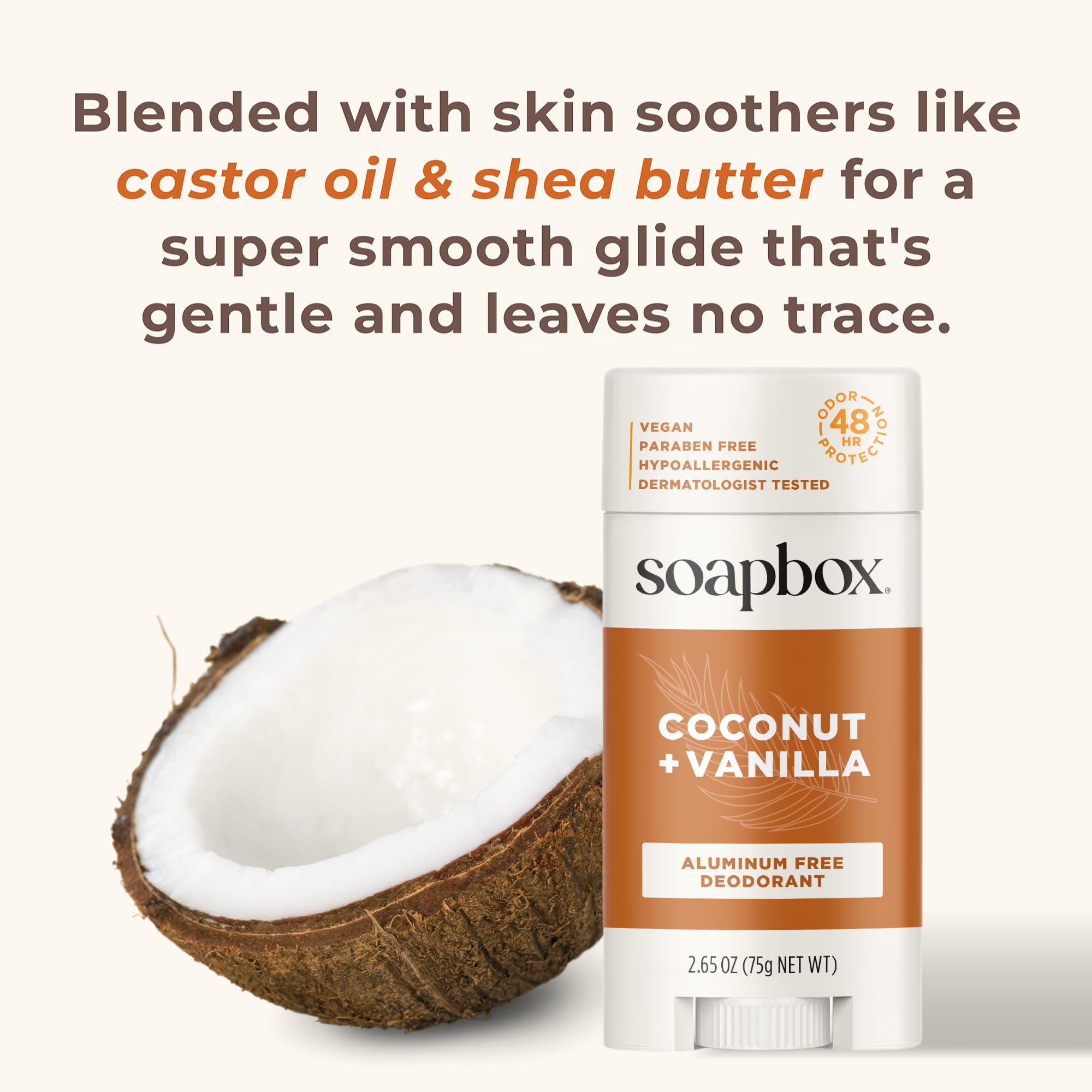 Soapbox natural ingredients like castor oil and shea butter for glide