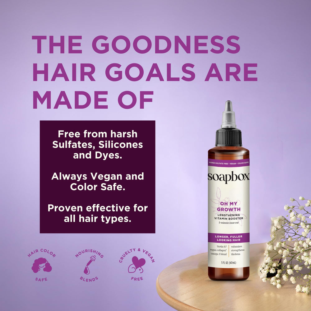 Soapbox Oh My Growth cruelty-free symbol reinforces ethical beauty choice.