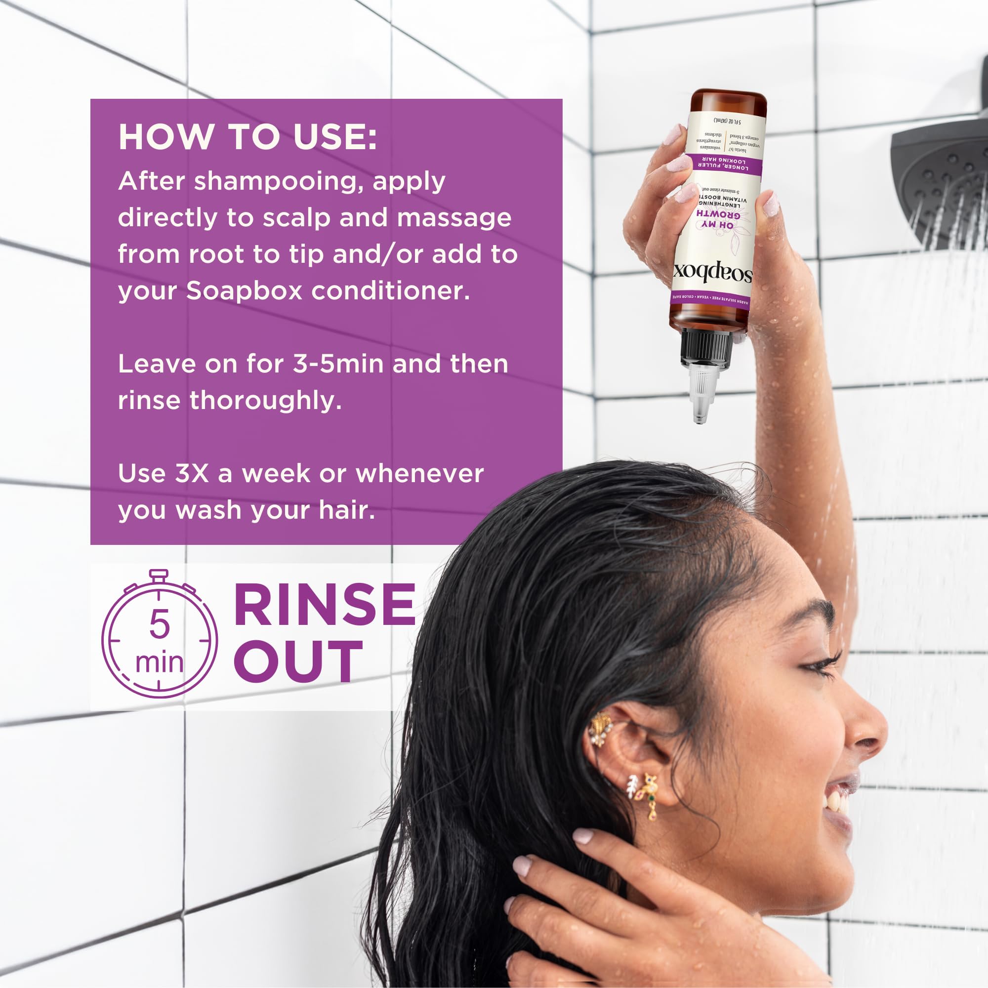 Soapbox Oh My Growth vegan collagen shot hints at root-to-tip fullness and strength.